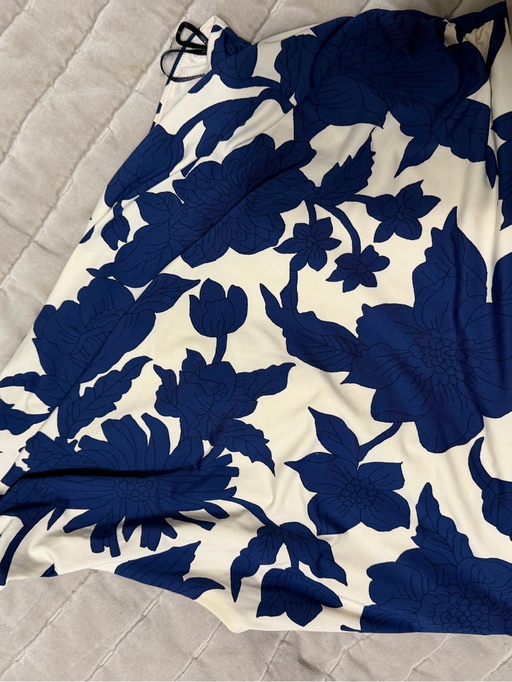 H&M Cream/blue floral one shoulder top shirt